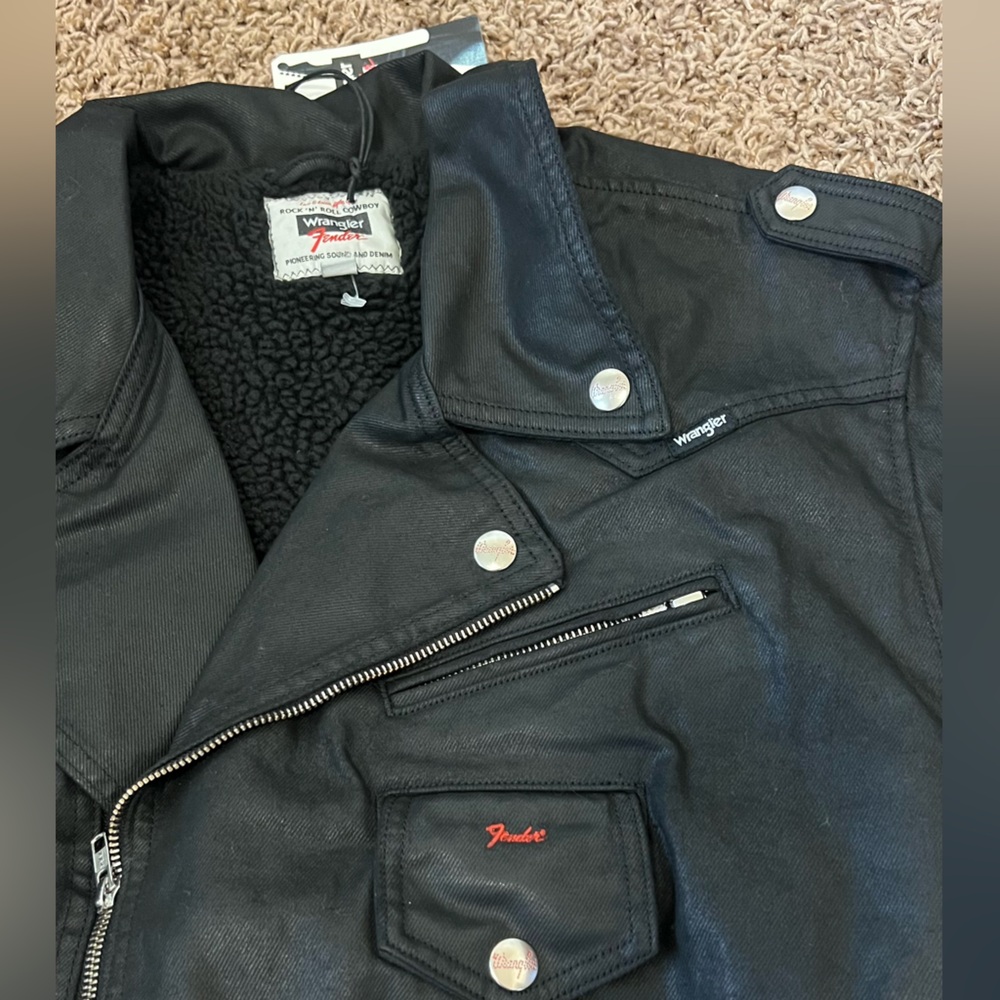 Wrangler Black Leather Biker Jacket - Picture 13 of 16